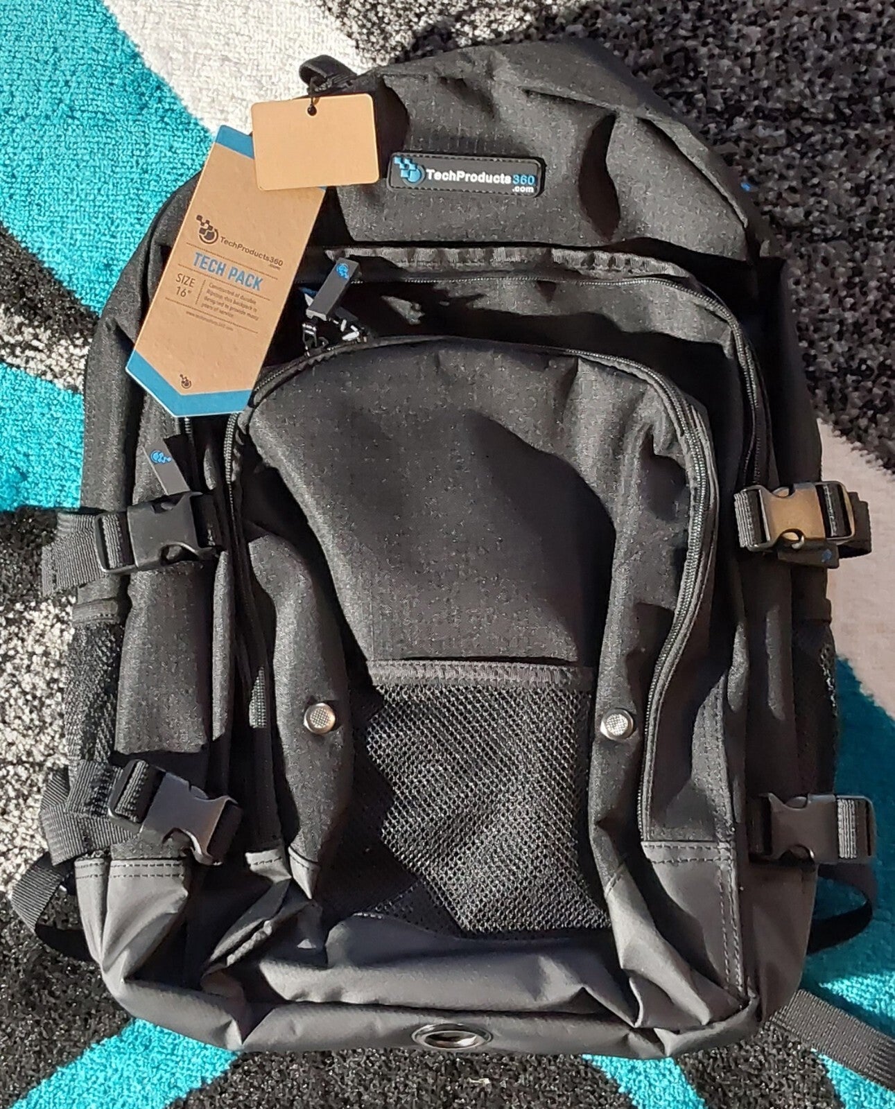 TechProducts360 Tech-Pack 16" Laptop Backpack Black NWT 🔥🔥🔥