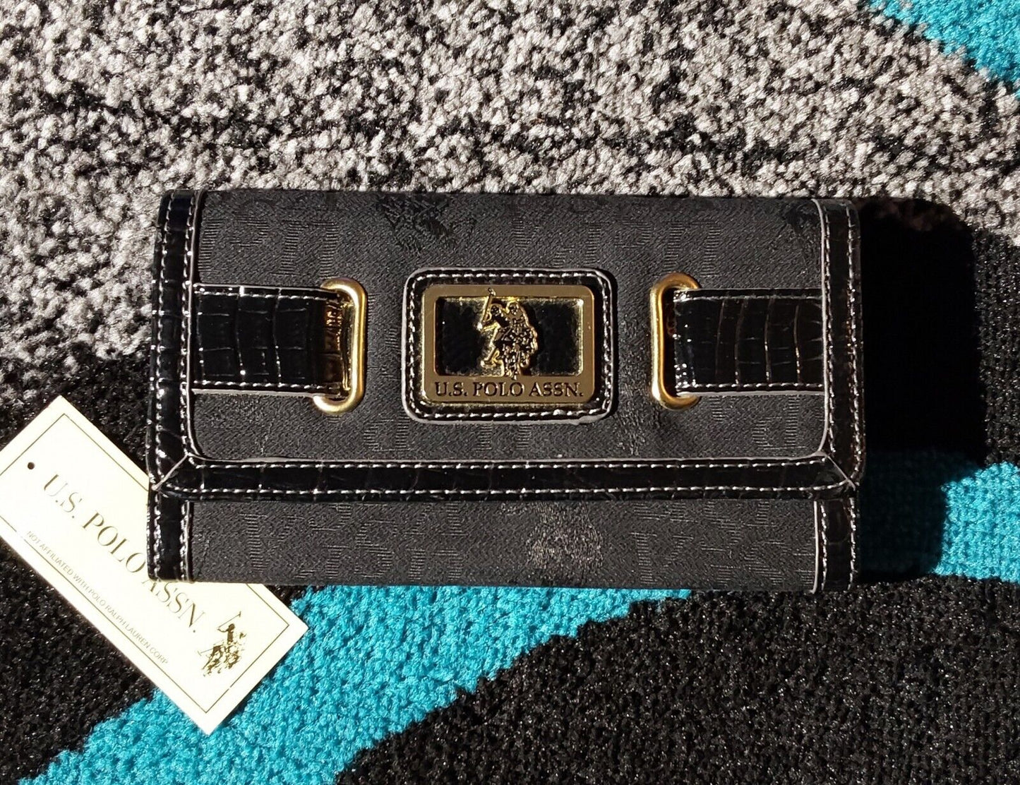 U.S. POLO ASSN. Checkbook Wallet Card Holder Monogram NWT