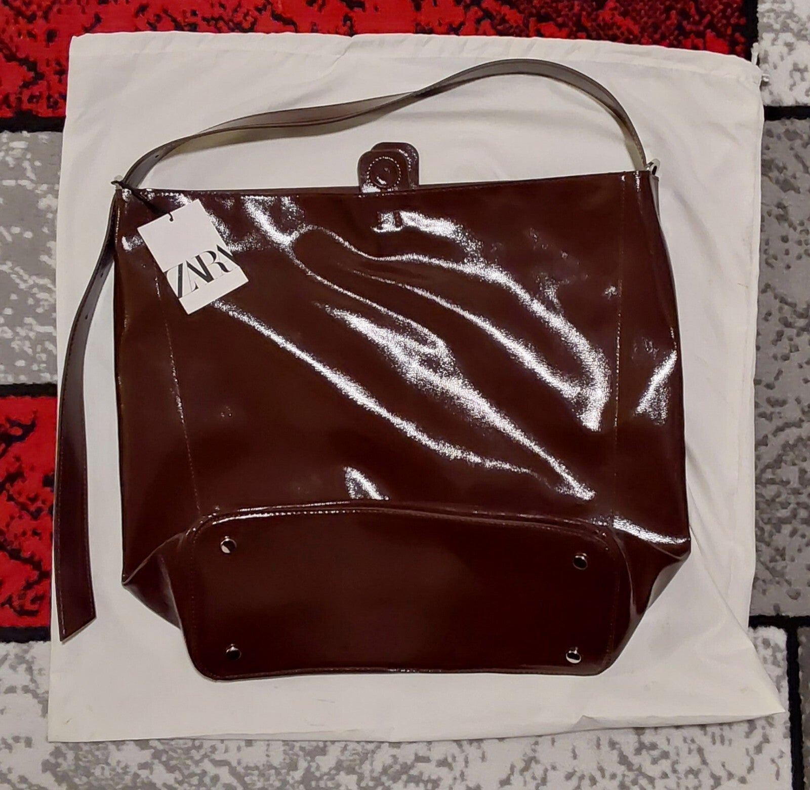 ZARA Large Maxi Bucket Bag With Zip Pouch Chocolate NWT 🔥🔥🔥