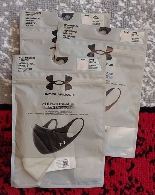 Under Armour Unisex Sportsmask Featherweight Lot Of 3 Ivory Size S/M NEW