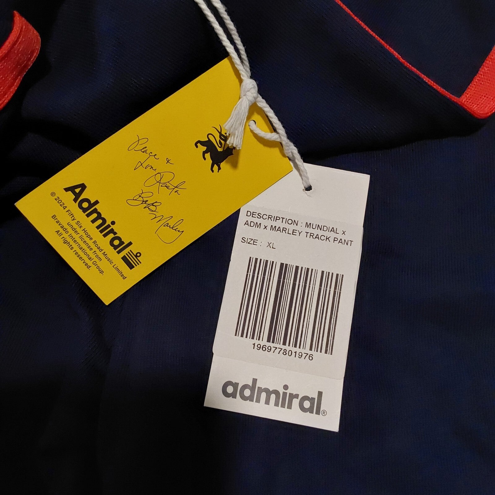 Bob Marley x Mundial x Admiral Track Pants in Navy & Red Size XL NWT 🔥🔥🔥