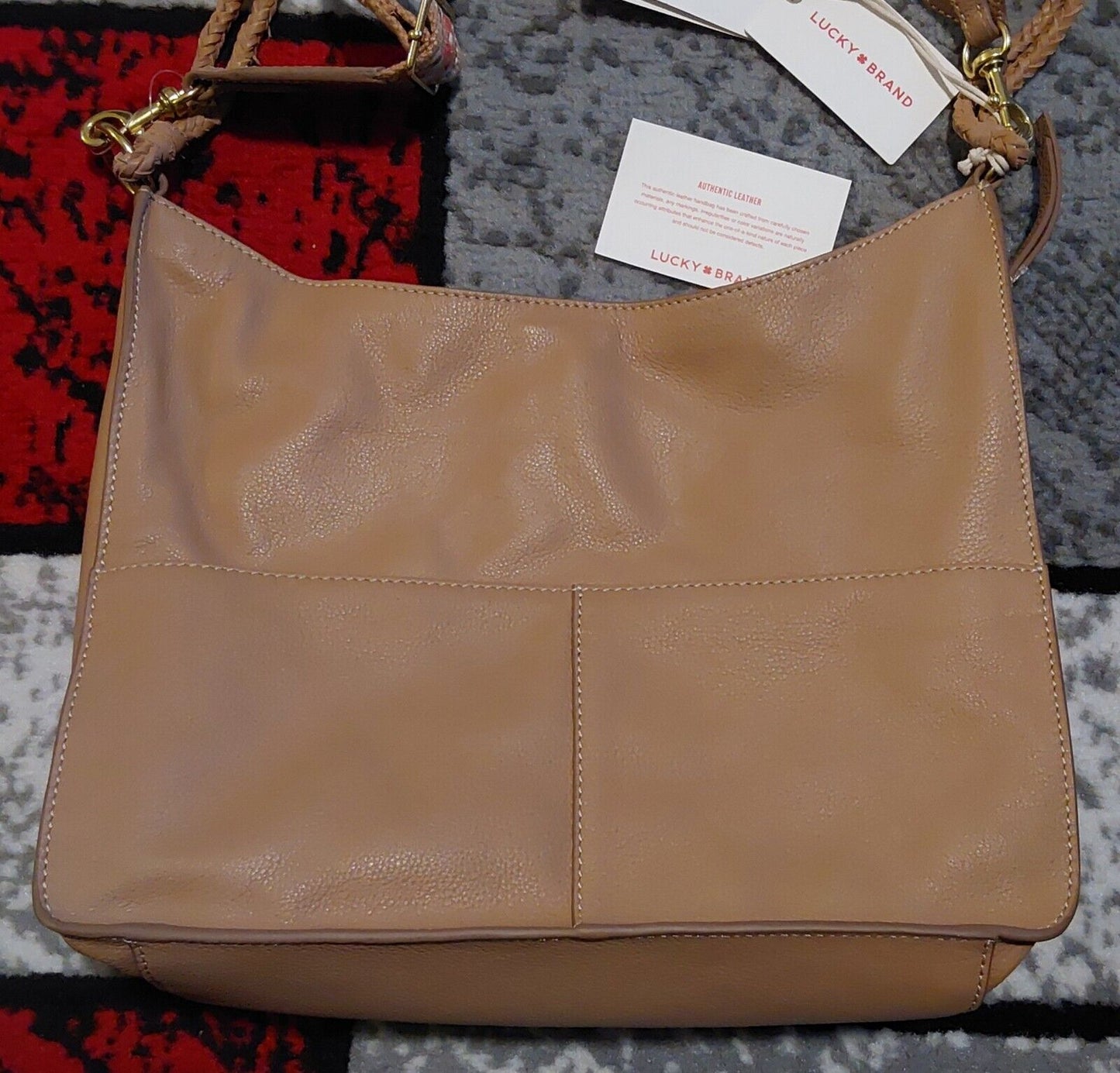 Lucky Brand Leather LY-LAYA  2 In 1 Crossbody Satchel Barley NWT