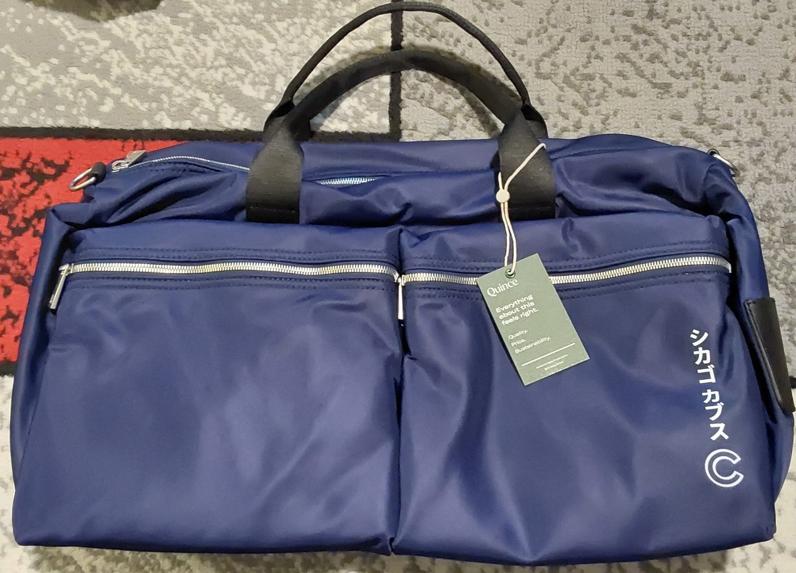 Quince Heavy Duty Nylon Duffel Bag Navy "With Company Logo "NWT 🔥🔥🔥