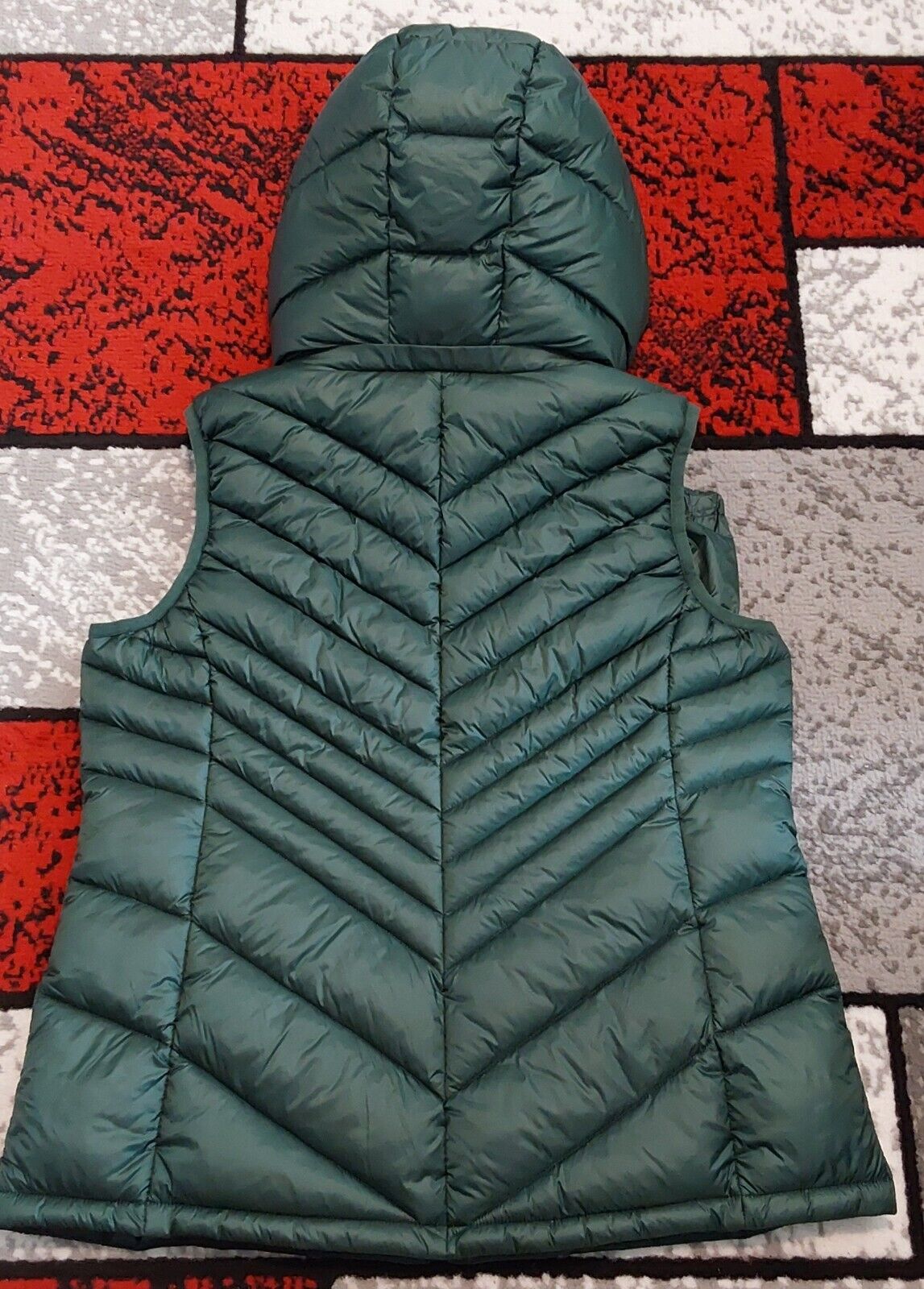 Michael Kors Packable Down Vest Removable Hood Forest Green Medium NWT