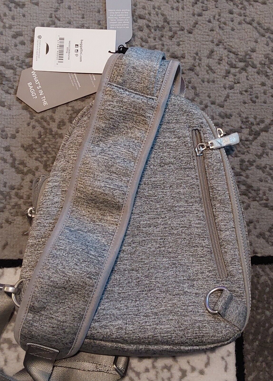 Baggallini Medium Sling Gray Heather NWT