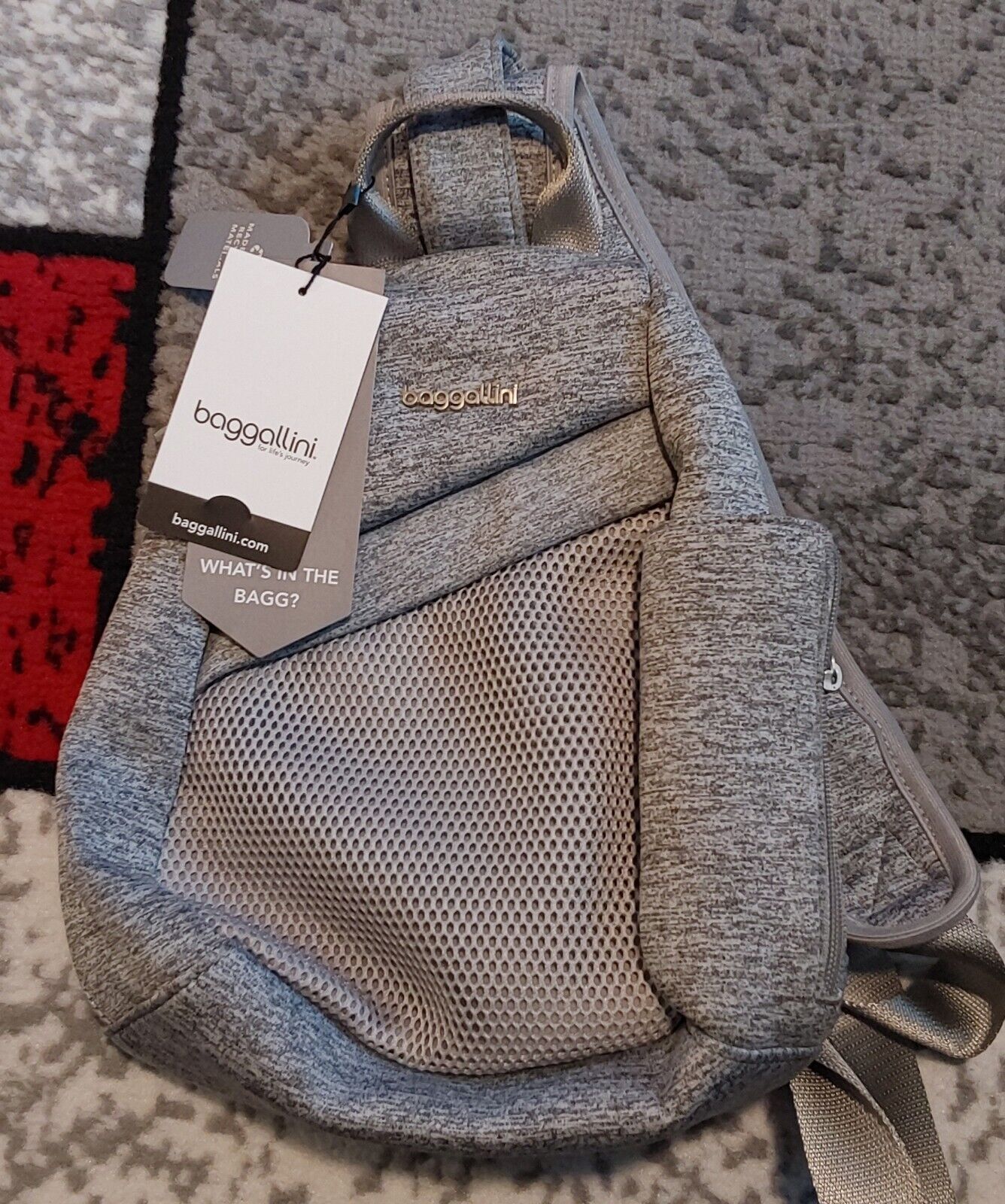 Baggallini Medium Sling Gray Heather NWT