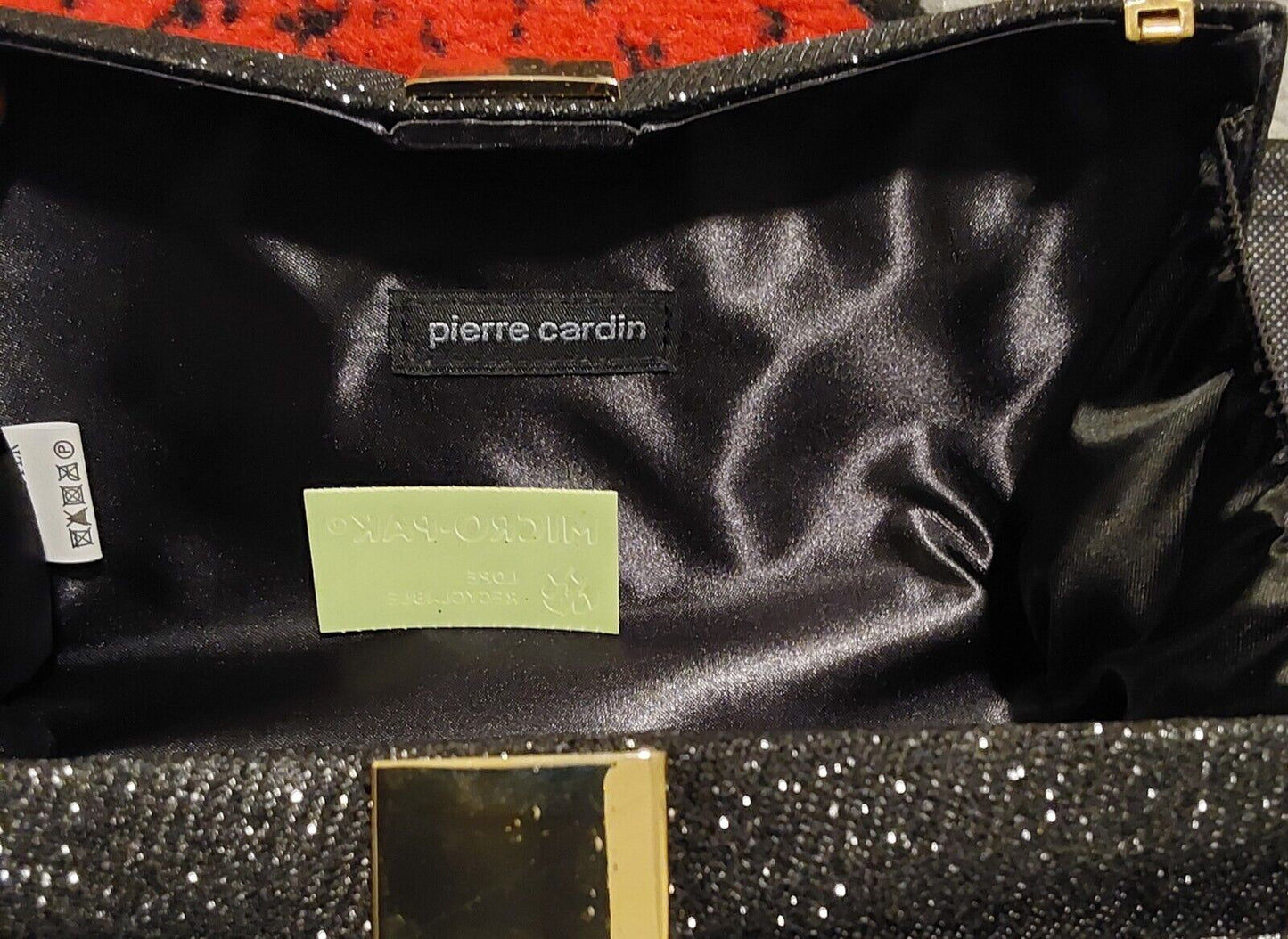 PIERRE CARDIN Hard Bowtie Clutch Chain Purse Black New