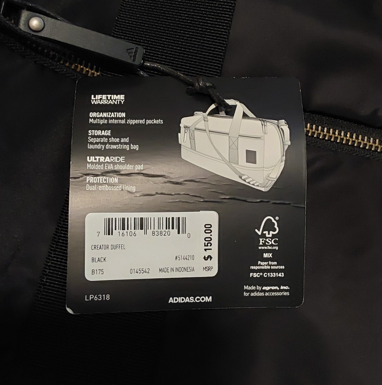 Adidas Creator Duffel & Drawstring Laundry Bag Black NWT 🔥🔥🔥RARE!!!