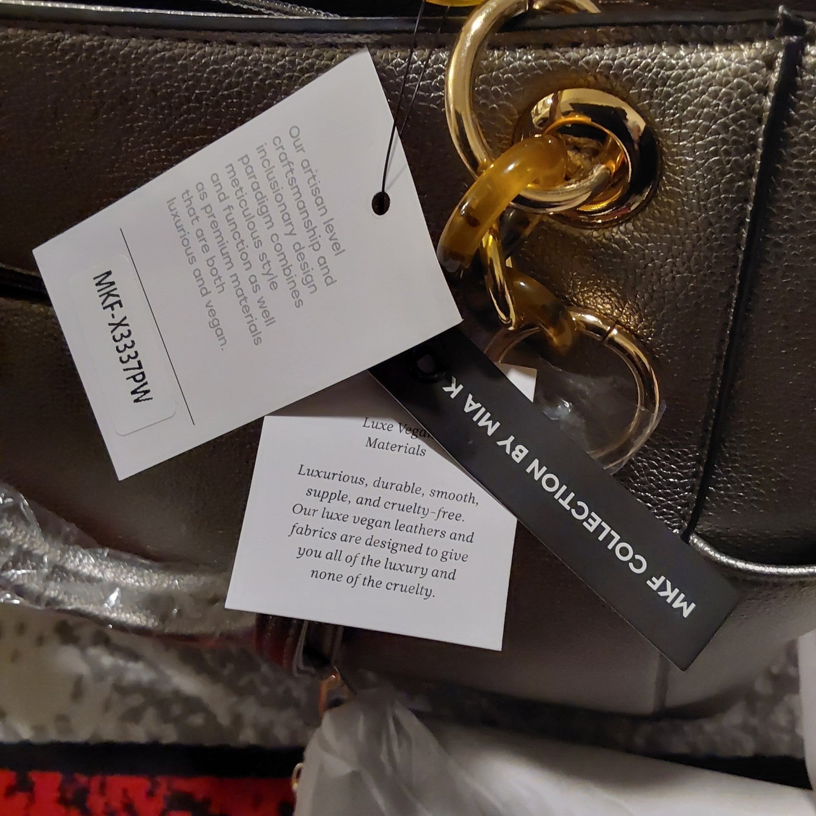MFK Collection by Mia K Tote Bag & Wristlet Vegan Leather Pewter NWT 🔥🔥🔥