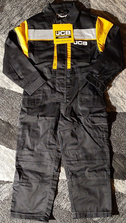 Official JCB Kids Overalls Size 6-7 Years Old Black NWT