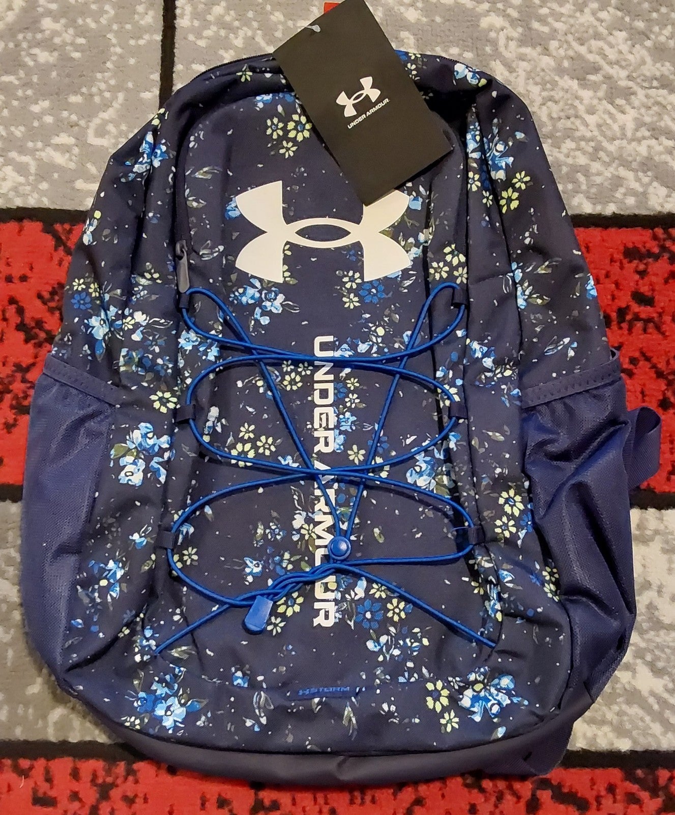 Under Armour Hustle Sport Backpack Navy Flower Print NWT 🔥🔥🔥