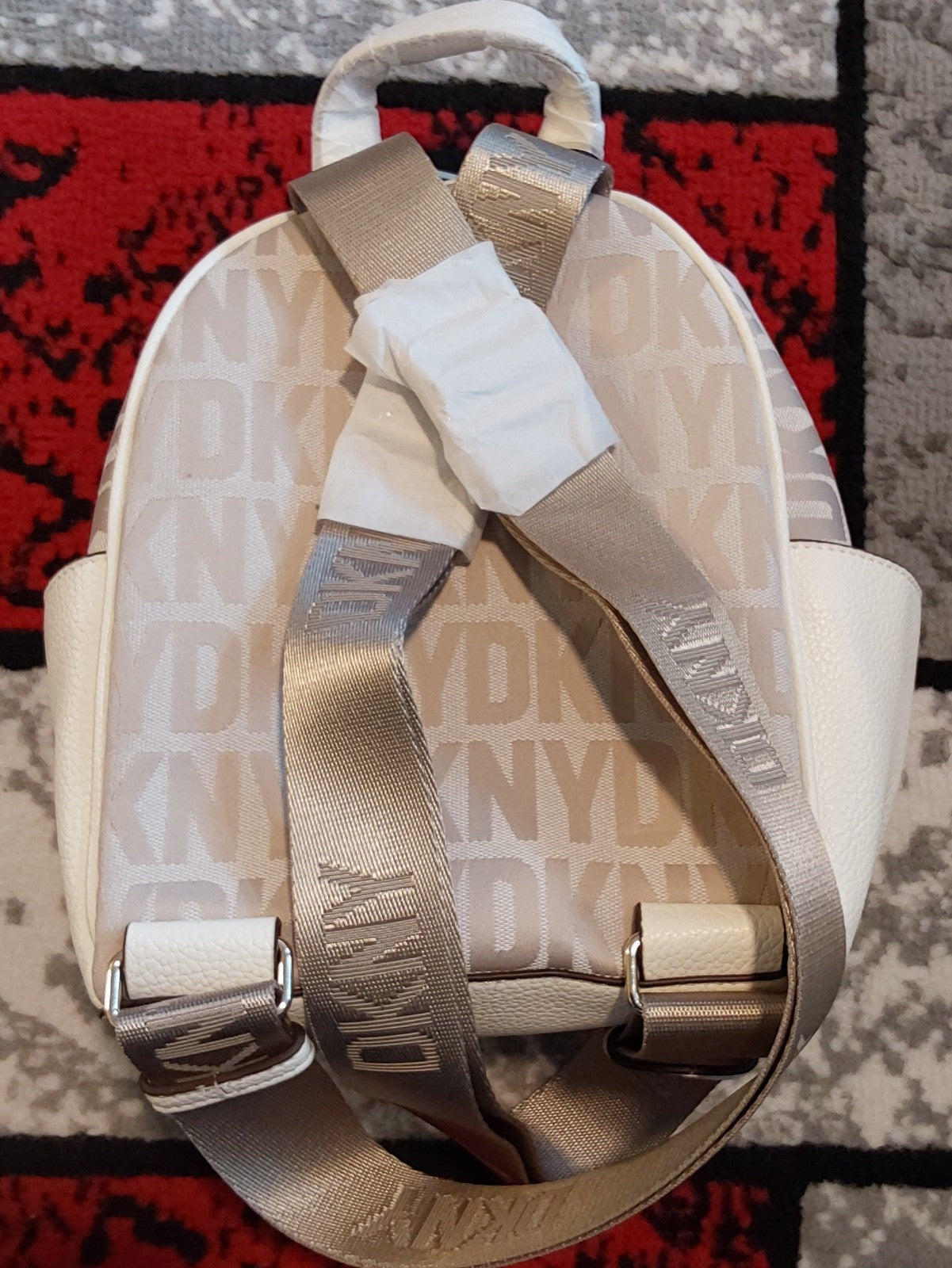 DKNY Zoie Mini Backpack Hemp/Coconut Monogram Print NWT 🔥🔥🔥