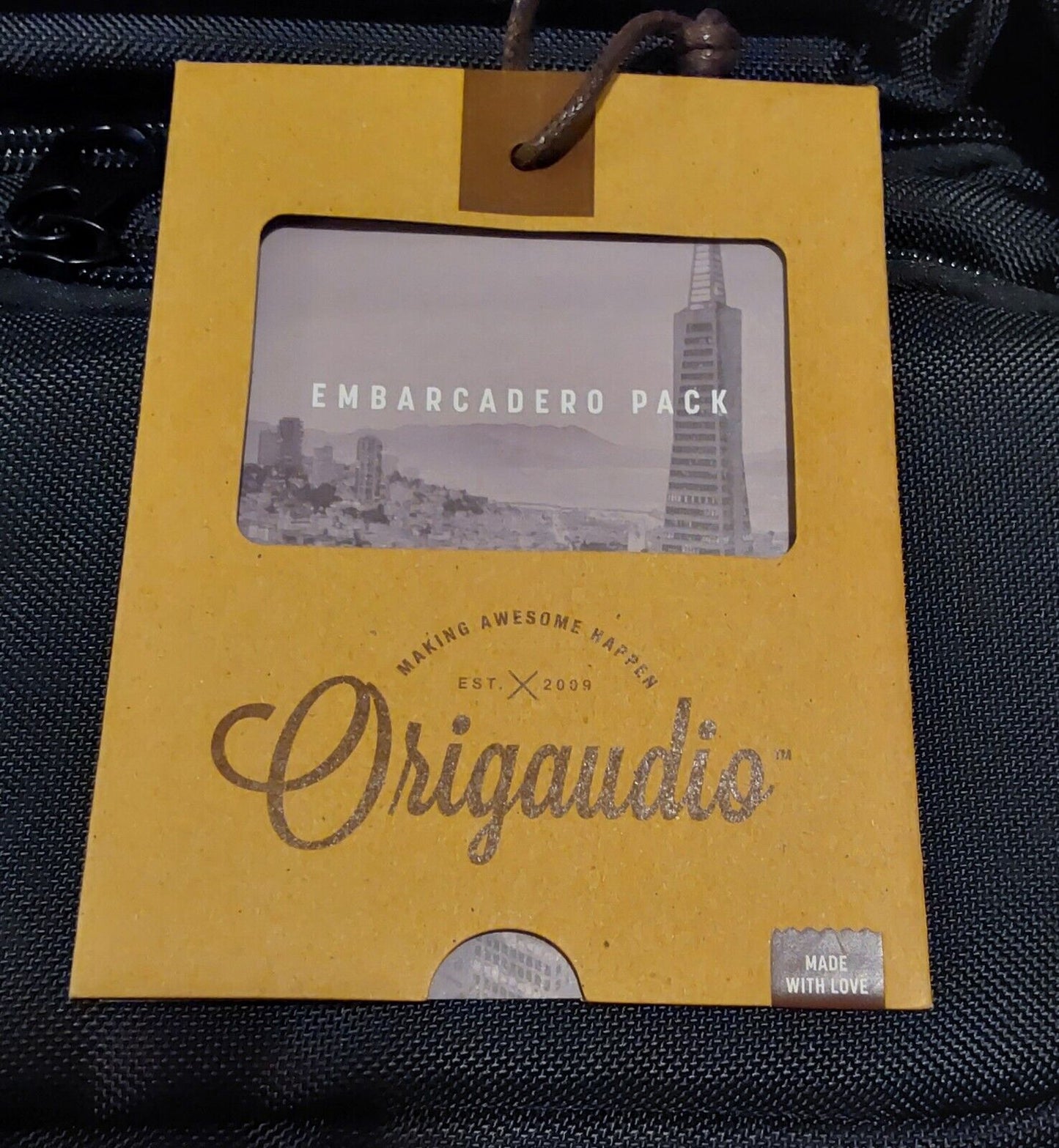 ORIGAUDIO Embarcadero Backpack Black Company Logo NWT